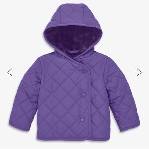 EUC Primary Quilted Button Puffer Fleece Jacket (Violet, 18-24 months)